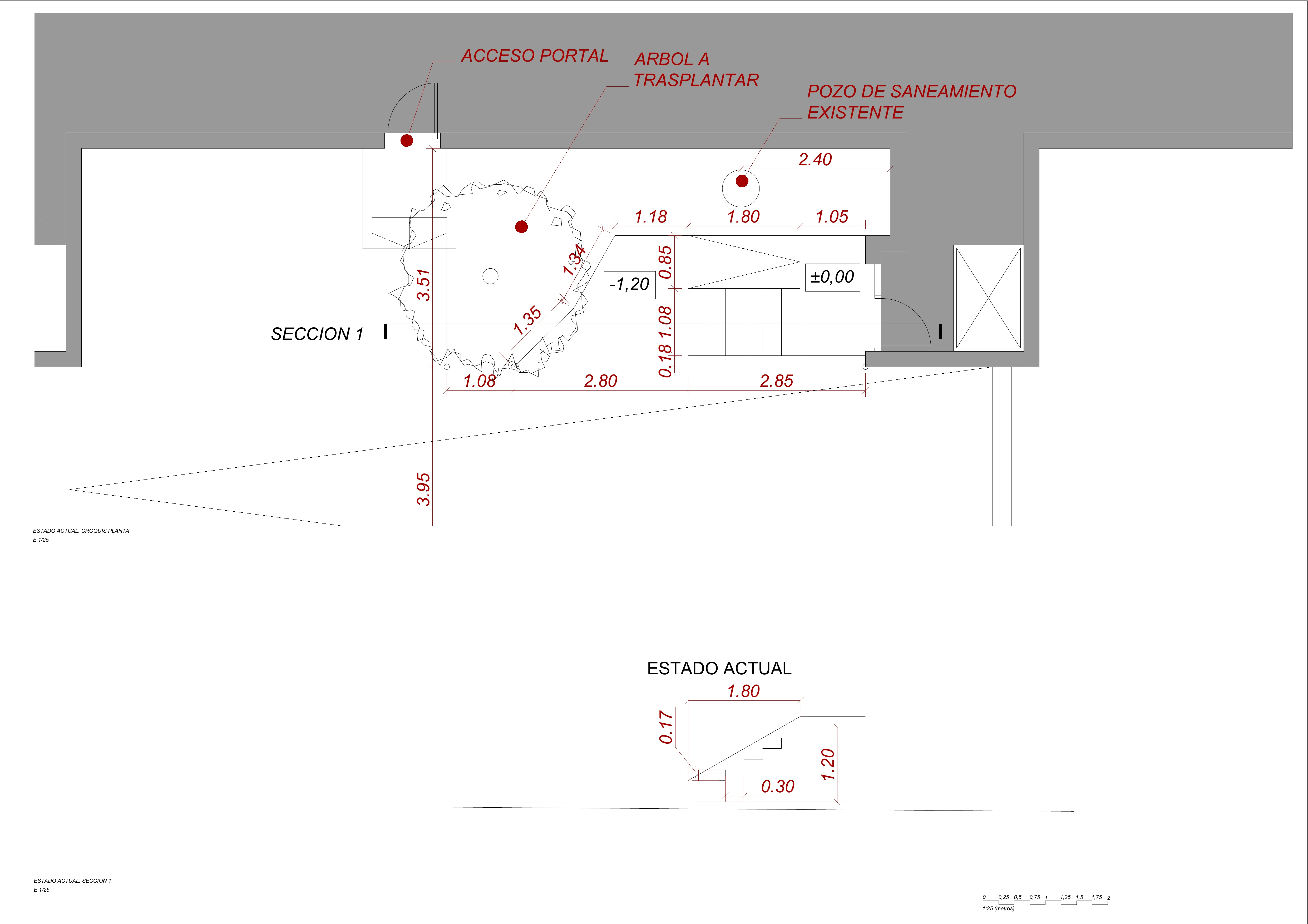 Plano del estado actual de la rampa de accesibilidad en Luruaco 11.