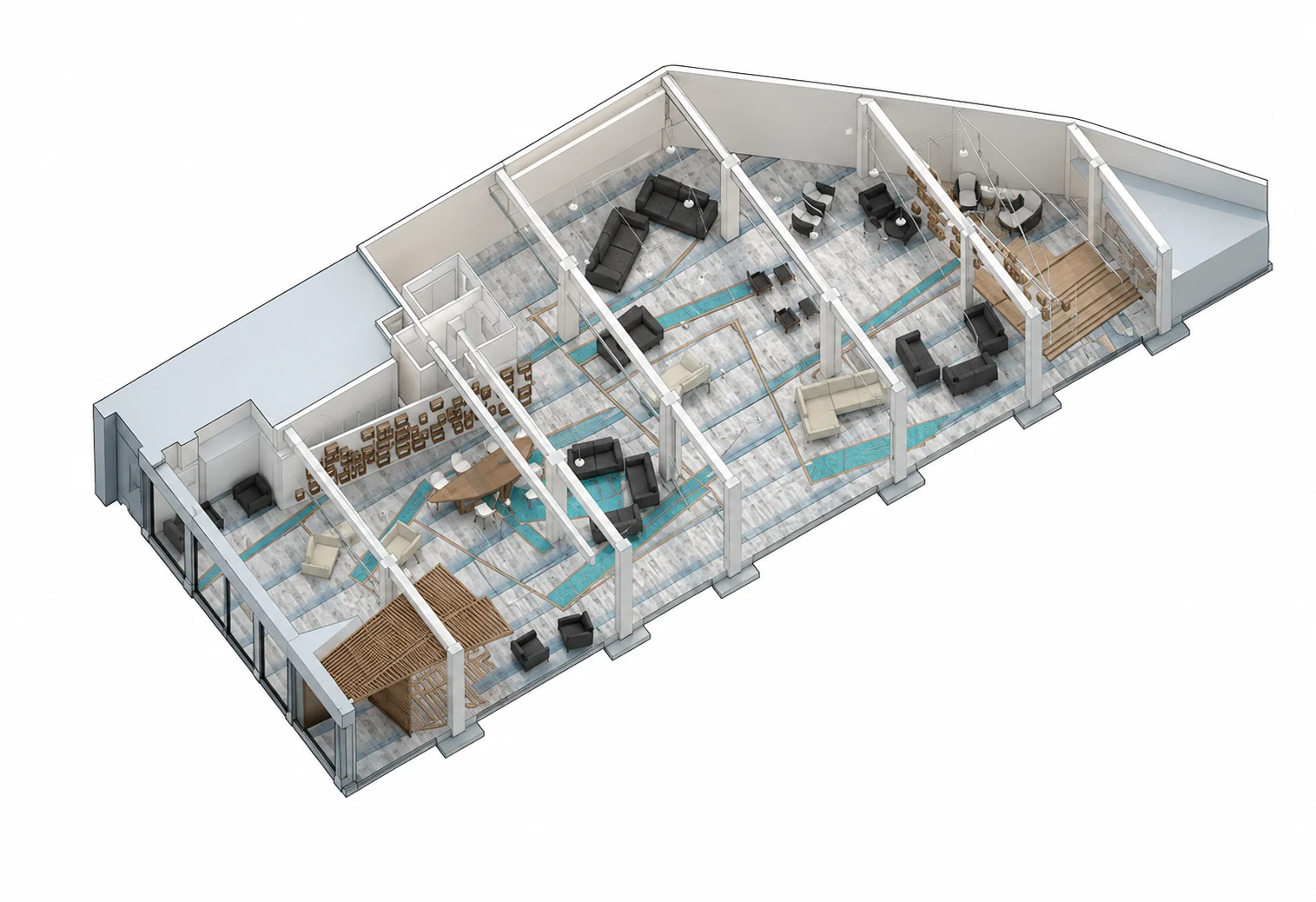 Axonometría del proyecto Muebles Umbe
